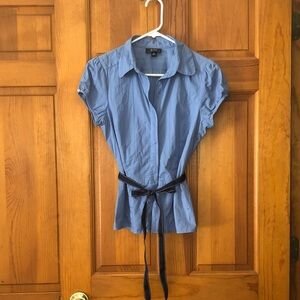 Bwear Light Blue Blouse with Navy Belt